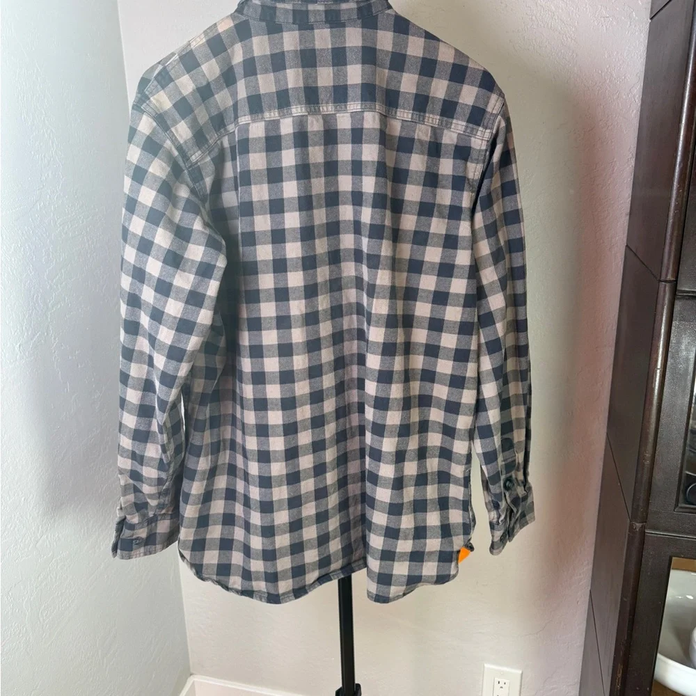 Walls Black Tan Buffalo Plaid Stretch Flannel Button Up Shirt Size L